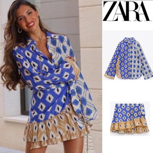 BLOGGER'S FAVE! Zara 2 Piece Printed Skirt And Blouse Set NWT - Picture 9 of 16